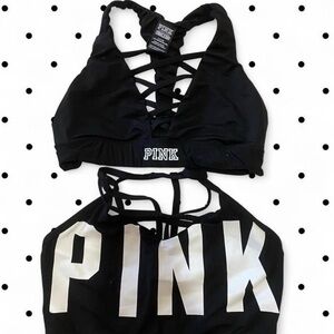PINK Victoria's Secret Black Spor Bras Y2K